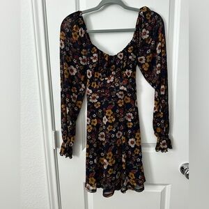 Inspired Hearts Long Sleeve Mini Dress Vintage Floral Print
